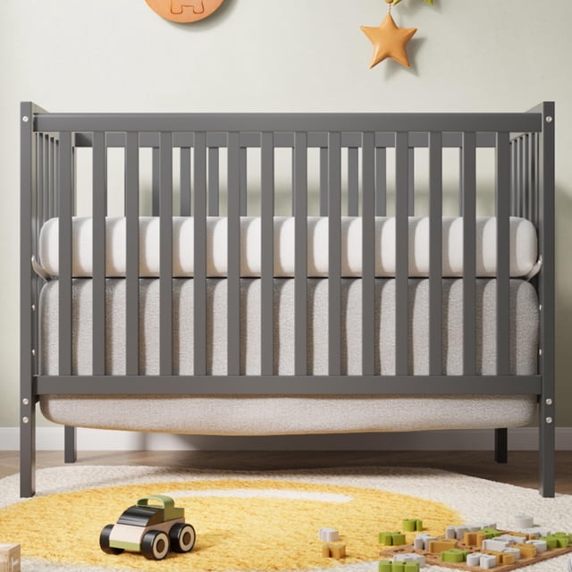 HSUNNS 5in1 Convertible Crib, Baby Crib with Slats, Certified Baby