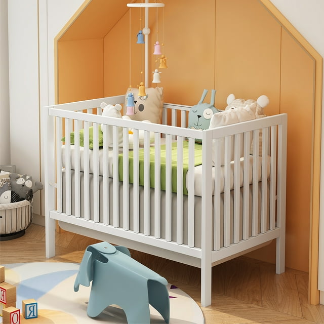 HSUNNS 5in1 Convertible Crib, Baby Crib with Slats, Certified Baby