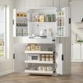 thumbnail image 1 of HSUNNS 72" Tall Kitchen Pantry Storage Cabinet with Drawer, Freestanding Cupboard Storage Cabinet with 4 Doors and 6 Adjustable Shelves, for Kitchen, Dining Room, White, 1 of 3