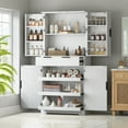 thumbnail image 1 of HSUNNS 72" Tall Pantry Cabinet, Large Pantry Storage Cabinet with 3 Keyboard Drawers and 6 Adjustable Door Shelves, Kitchen Pantry Freestanding Cupboard for Dining Room and Entryway, White, 1 of 11