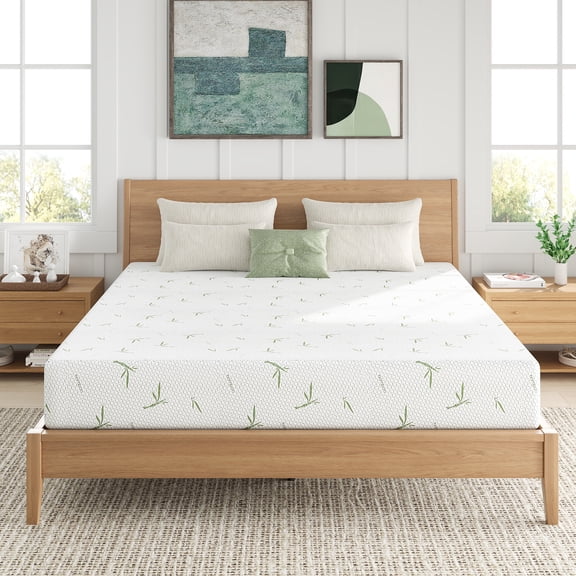 HSUNNS 8 inch King Mattress, Memory Foam Mattress in a Box, Green Tea Cooling Gel, Medium Support & Pressure Relief, Washable Cover and Non-Slip Bottom, CertiPUR-US Certified, White