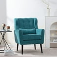 thumbnail image 1 of HSUNNS Accent Chair, Modern Chenille Upholstered Arm Chairs with Lumbar Support Pillow and Thick Padded Cushion, Rubberwood Legs, Comfy Soft Padded Lounge Chair for Small Space, Teal, 1 of 11