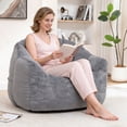 thumbnail image 1 of HSUNNS Bean Bag Chair for Adults, Comfy Bean Bag Sofa with Memory Foam Filled, Armrests Stuffed High-Density Foam, Lazy Sofa Lounge Chair for Living Room, Grey, 1 of 8