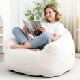 thumbnail image 1 of HSUNNS Bean Bag Chair for Adults, Faux Fur, Side Pocket, Comfy Bean Bag Sofa with Memory Foam Filled, Armrest Lazy Sofa Lounge Chair for Living Room, White, 1 of 9