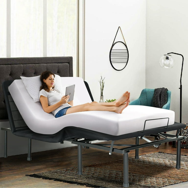 HSUNNS Electric Adjustable Bed Base Frame with Wireless Remote Head and Foot Incline Power Platform Bed Base with One Touch Comfort Positions