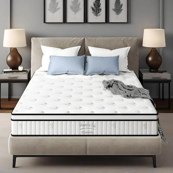 HSUNNS Full Size Innerspring Mattress, 12 Inch Hybrid Mattress in a Box with Memory Foam and Pocket Spring, Ergonomic Design & Pressure Relief, Medium Firm Feel, 54"*75"*12