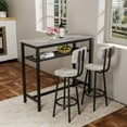 thumbnail image 1 of HSUNNS 3-Piece Bar Table Set with 2 Stools, 40” Rectangular Pub Table with Sturdy Metal Frame, Space-Saving Dining Set for Kitchen, Living Room, Small Space, Grey, 1 of 8