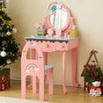 thumbnail image 1 of HSUNNS Kids Vanity with Girls Pretend Play Makeup Table Set, Princess Toy Furniture with Storage Drawers for Little Girls, Pink, 1 of 11