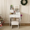 thumbnail image 1 of HSUNNS Lighted Makeup Vanity Table, White Dressing Desk with Charging Station and Hair Dryer Holder, Female Gift, 1 of 12