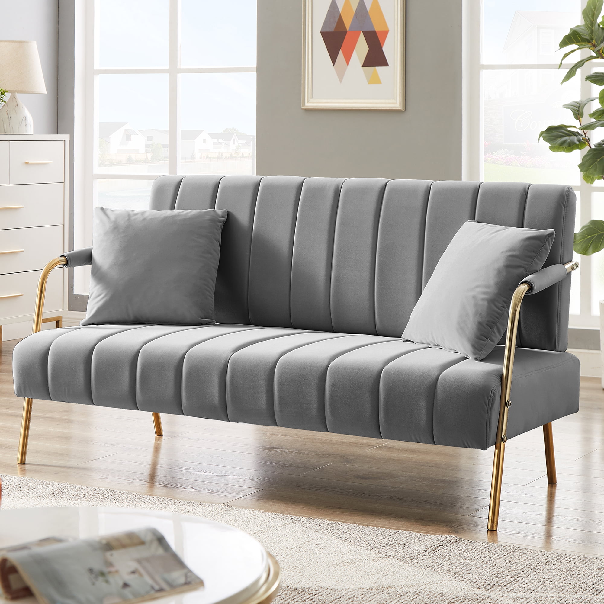 HSUNNS Loveseat Sofa, Modern Love Seat Couches for Living Room, Velvet ...