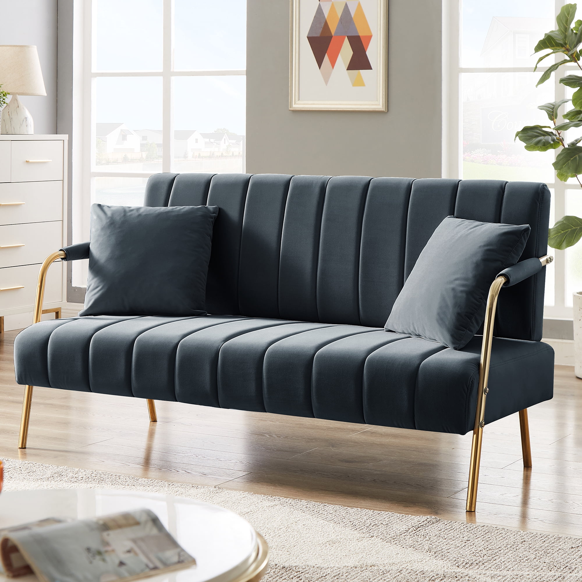 HSUNNS Loveseat Sofa, Modern Love Seat Couches for Living Room, Velvet ...