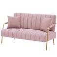 thumbnail image 1 of HSUNNS Loveseat Sofa, Modern Love Seat Couches for Living Room, Velvet Upholstered Love Seats Furniture with 2 Throw Pillows, Solid and Easy to Install Small Couch for Bedroom, Apartment, Pink, 1 of 11
