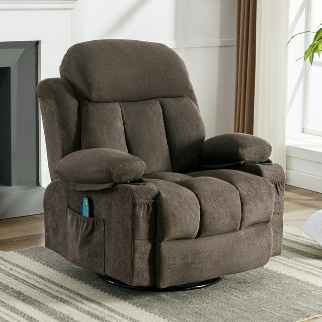 HSUNNS Manual Recliner Chair with Heat and Massage Function, USB and 