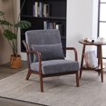thumbnail image 1 of HSUNNS Mid-Century Accent Chair, Modern Armchair with Pillow Upholstered and Solid Wood Frame, Ergonomic Design Reading Arm Chair for Bedroom, Reception Room and Living Room, Dark Gray, 1 of 12