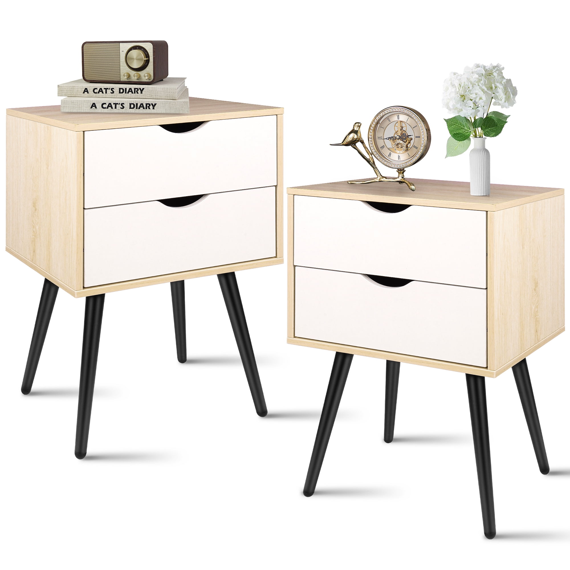 HSUNNS Nightstands Set of 2, Bedroom Bedside Table with 2 Drawers