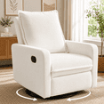 thumbnail image 1 of HSUNNS 360° Swivel Rocker Recliner Chair for Adults, Small Glider Recliner with Manual Recline for Small Spaces, Nursery Living Room Chair, White, 1 of 13