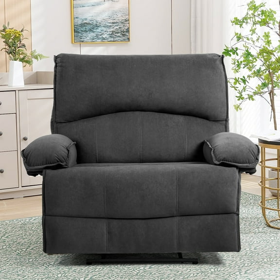 HSUNNS Oversized Recliner Chair, 27.5" Extra-Large Manual Recliners for Elderly and Adults with Massage Pillow and Side Pockets, Push-Back Single Sofa for Living Room and Home Theater, Gray