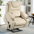 thumbnail image 1 of HSUNNS Power Lift Recliner Chair for Adults with Massage and Heat, Velvet Oversized Recliner with Cup Holder and Side Pocket, Independent Backrest and Footrest, 25" Width Seat, Beige, 1 of 11