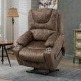 thumbnail image 1 of HSUNNS Power Lift Recliner Chair for Elderly, Dual Silent Lift Motor Velvet Single Sofa with Massage and Heat, Side Pockets, 180 Lay Flat Oversized Recliner Chair for Living Room, Brown, 1 of 7