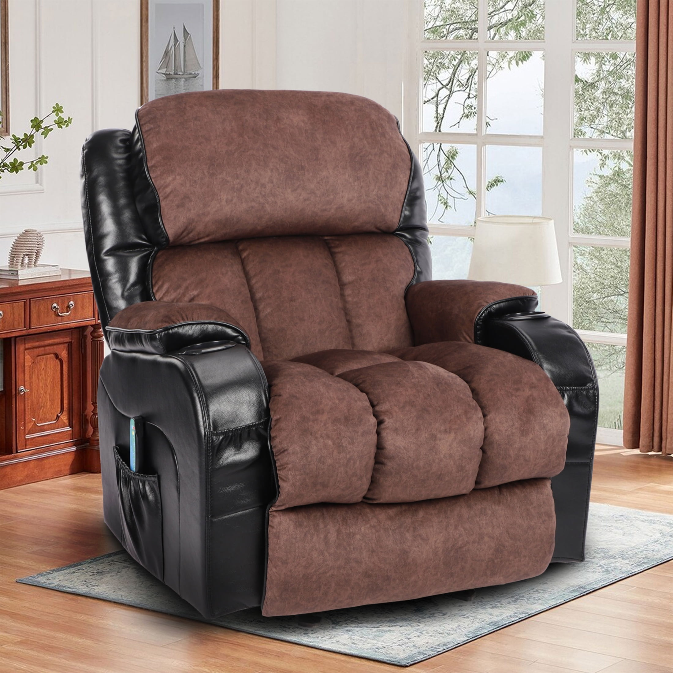 Electric Recliner Chair with Remote Control, Modern Ergonomic Lounge Recliner with Side Pocket for Adults and Elderly, Single Sofa for Living Room Home Theater, Gray