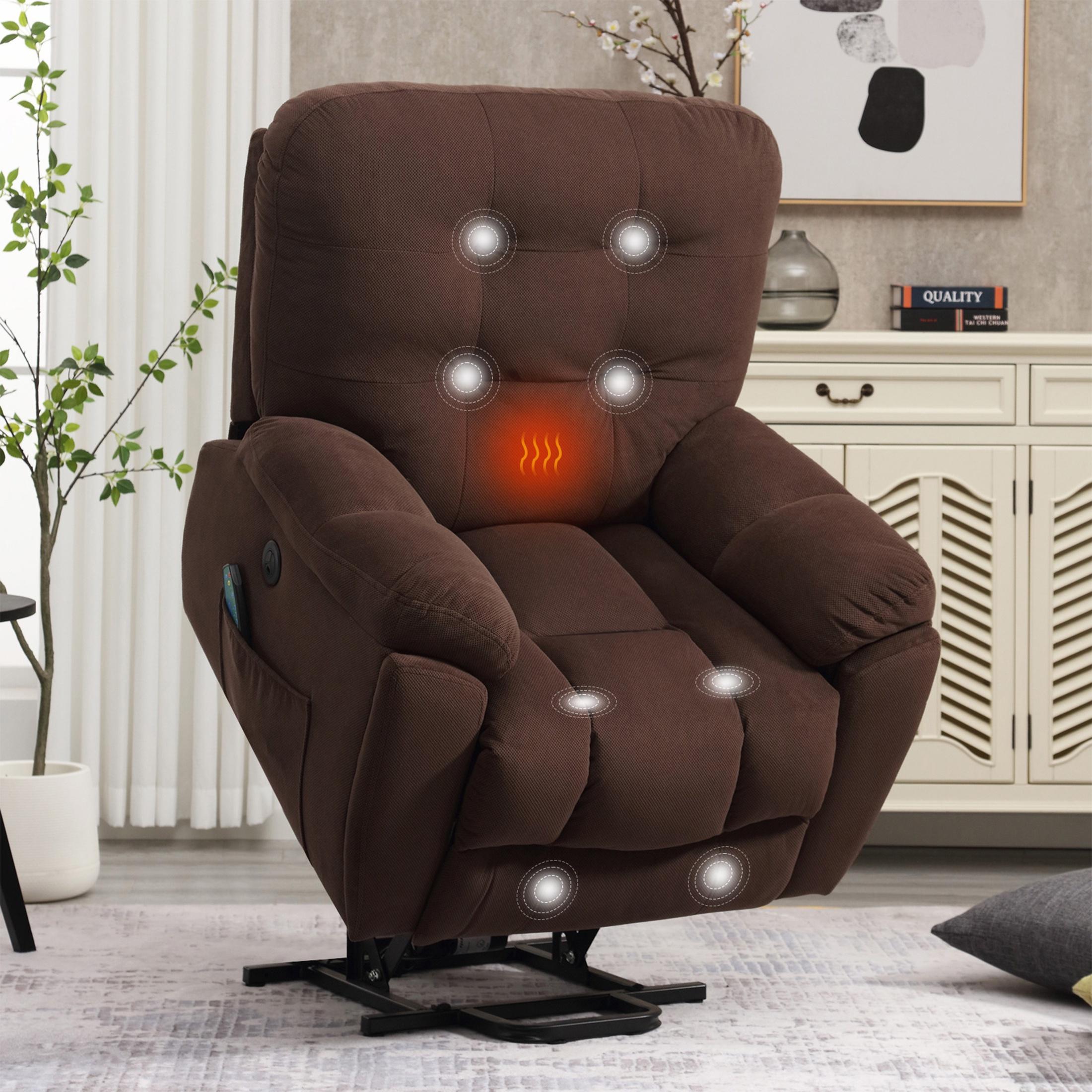 HSUNNS Power Lift Recliner Chair Modern Recliners with Heat and Massage Function Side Pocket USB Charge Port Recliner Sofa for Living Room