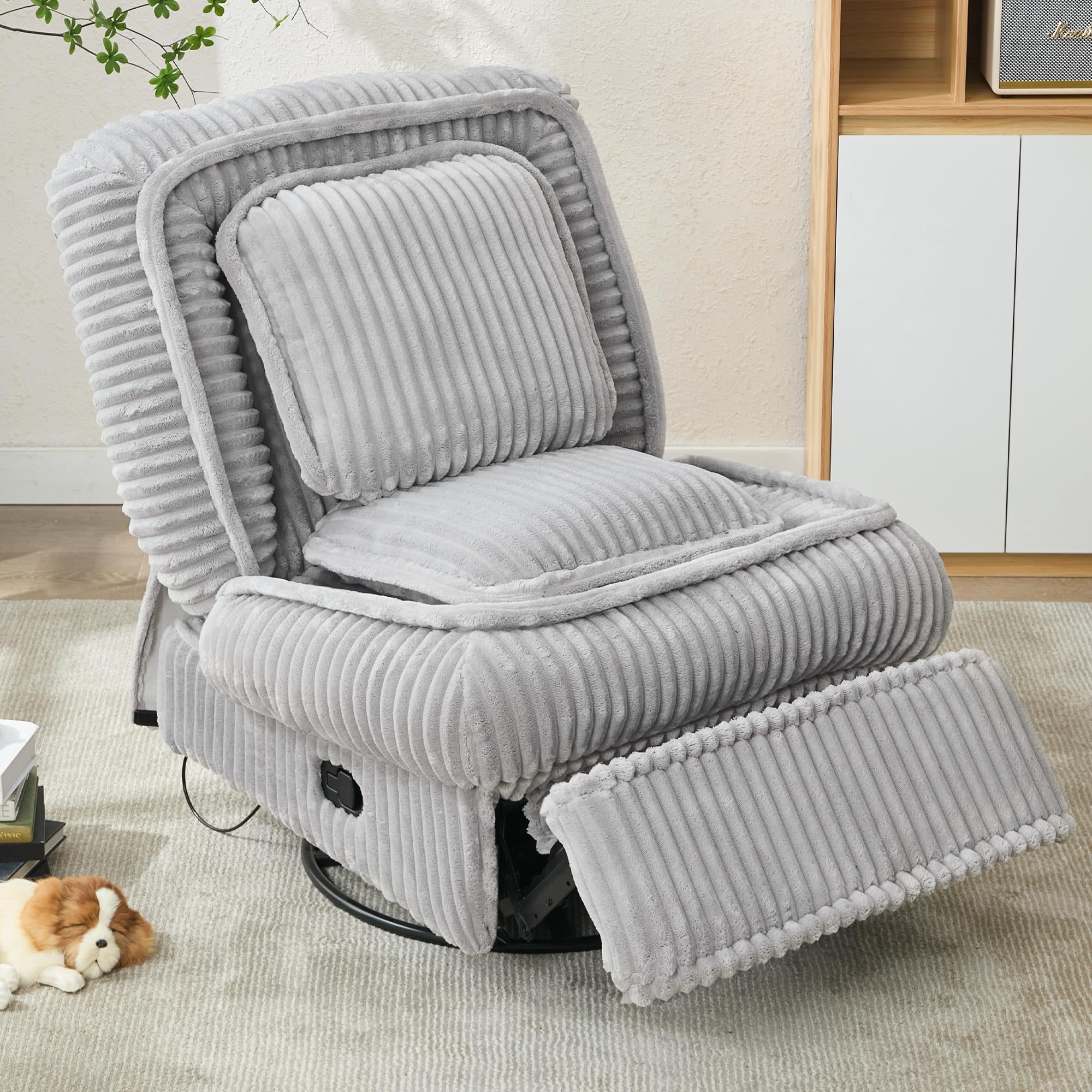 HSUNNS Swivel Rocker Recliner Chair with Pillow for Adults, Upholstered ...
