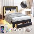 thumbnail image 1 of HSUNNS Twin Bed Frame with LED Lights and Charging Station, Twin Platform Bed Frame with Storage Drawer, Motion Sensor Night Light, Soft Fabric Headboard, No Box Spring Needed, Grey, 1 of 10