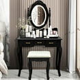 HSUNNS Vanity Table Set with Lighted Mirror, Modern 5 Drawers Makeup