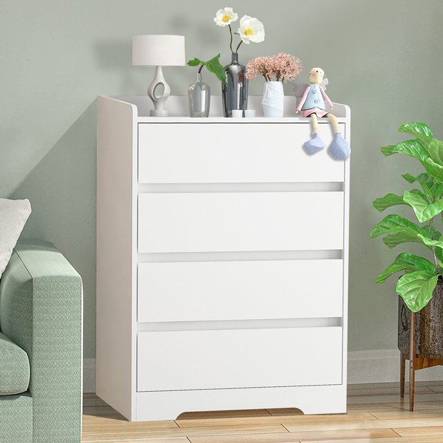 HSUNNS White 4 Drawer Dresser, Modern Storage for Bedroom, 4