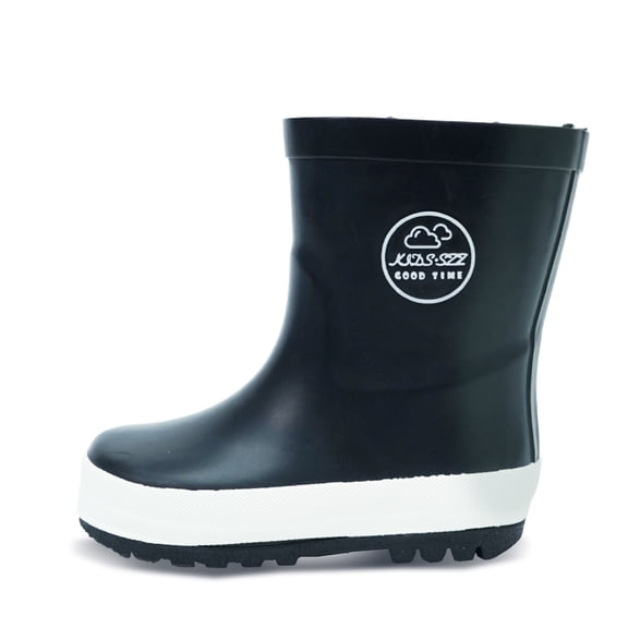 HSYAAMOO Kids Insulated Rain Boots Black – Waterproof Non-Slip Natural Rubber with Soft Warm Lining for Boys & Girls