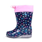 HSYAAMOO Girls Kids Rain Boots Colorful Polka Dots   Waterproof Lightweight Easy-on Drawstring Non-Slip Rubber for Outdoor Play