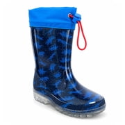 HSYAAMOO Kids Rain Boots for Boys Toddler Waterproof Rain Boots with Drawstring Easy On Handles, Blue Dinosaur Print Non-Slip Sole, Size 13