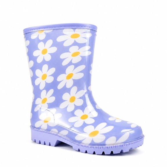 HSYAAMOO Girls Daisy Rain Boots Purple Waterproof Kids Non-Slip Size 5