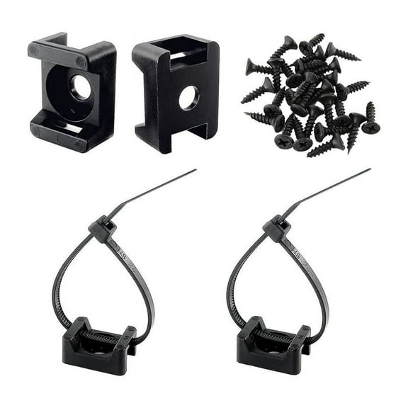 HSaddle Type Cable Zip Tie Mounts Base Kit with Screw Hole,Set Strong 6 Inch Nylon Cable Ties and Screws Each 100 PCS