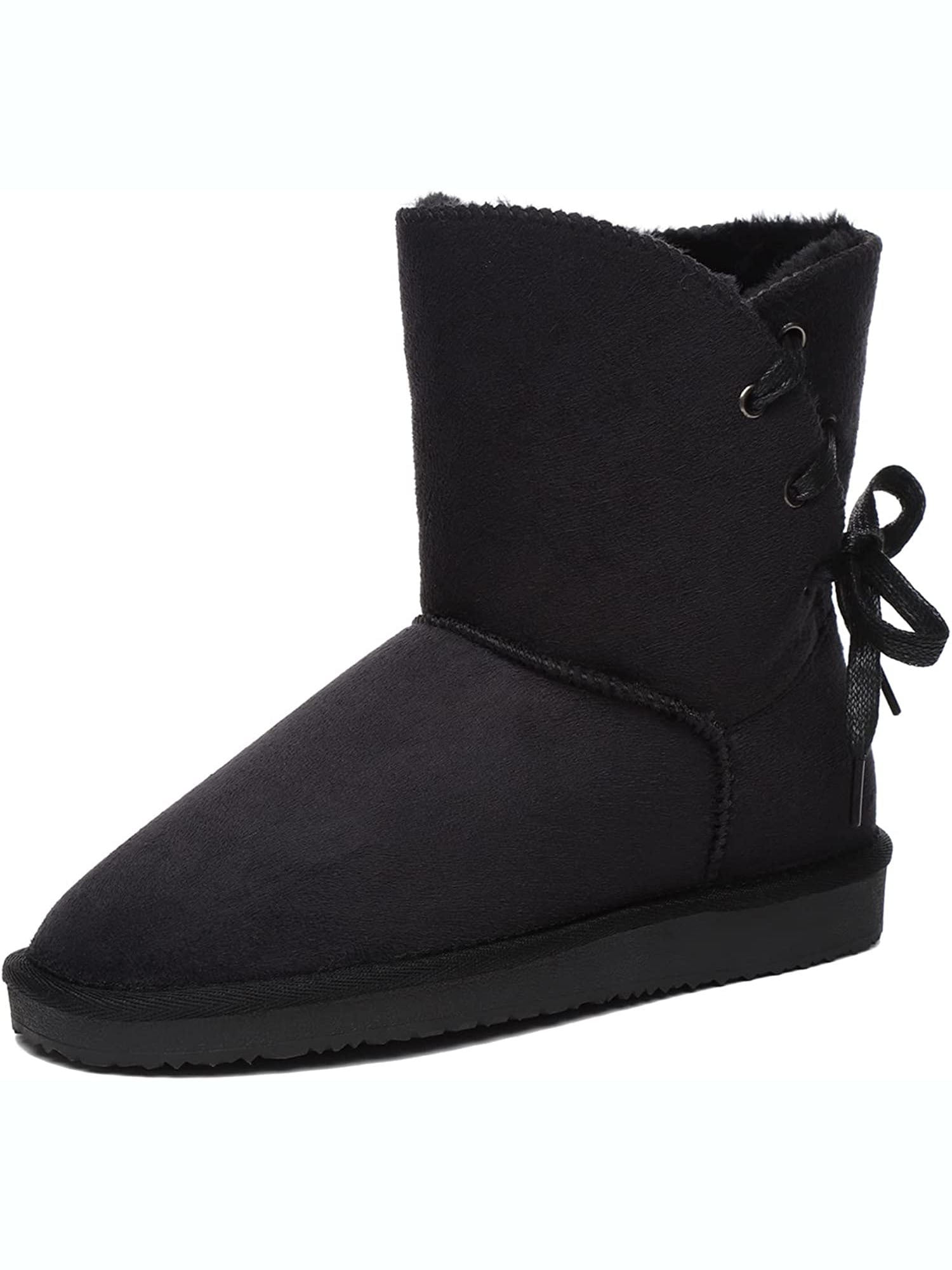 HStylish Women's Winter Snow Boots Fur Lined MidCalf Warm Slip on Side