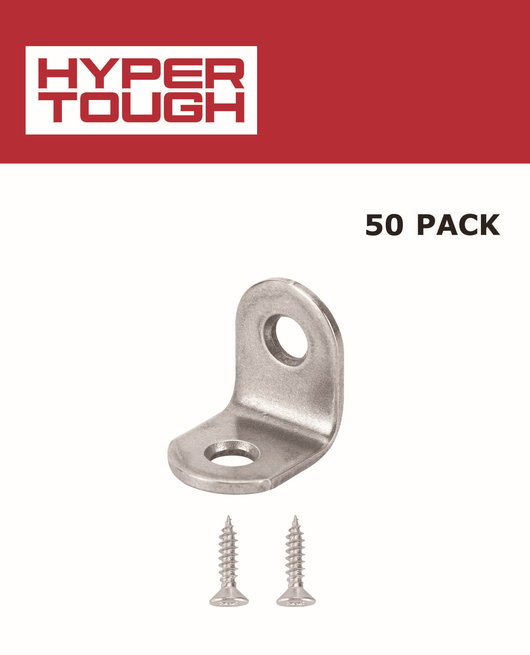 Hyper Tough 0.79 in. Stainless Steel Corner Brace for Shelves and Wood Furniture with Screws, 50 Pack