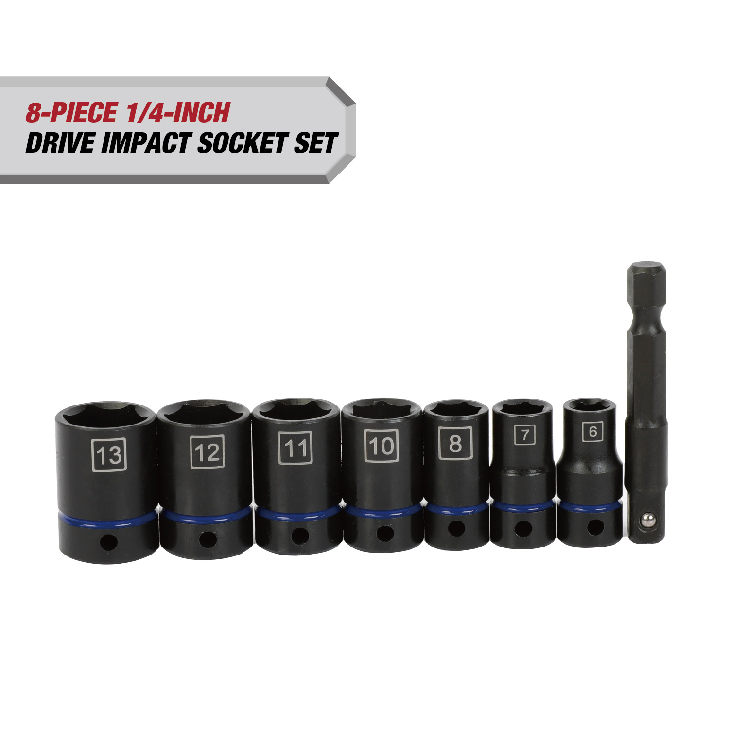 Hyper Tough 8-Piece 1/4-inch Drive Impact Socket Set (MM)