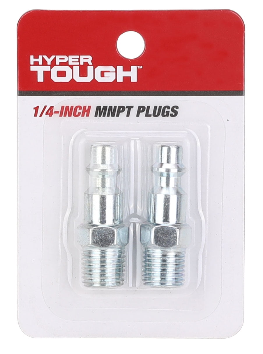 Hyper Tough 1/4-inch Air Industrial Steel MNPT Plug Set, Model 12-225-2HT, 2 Pieces pack