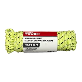 Hyper Tough Diameter 1/4 inch x 50 feet Glow-in-DarkPolypropylene Diamond-Braid Rope