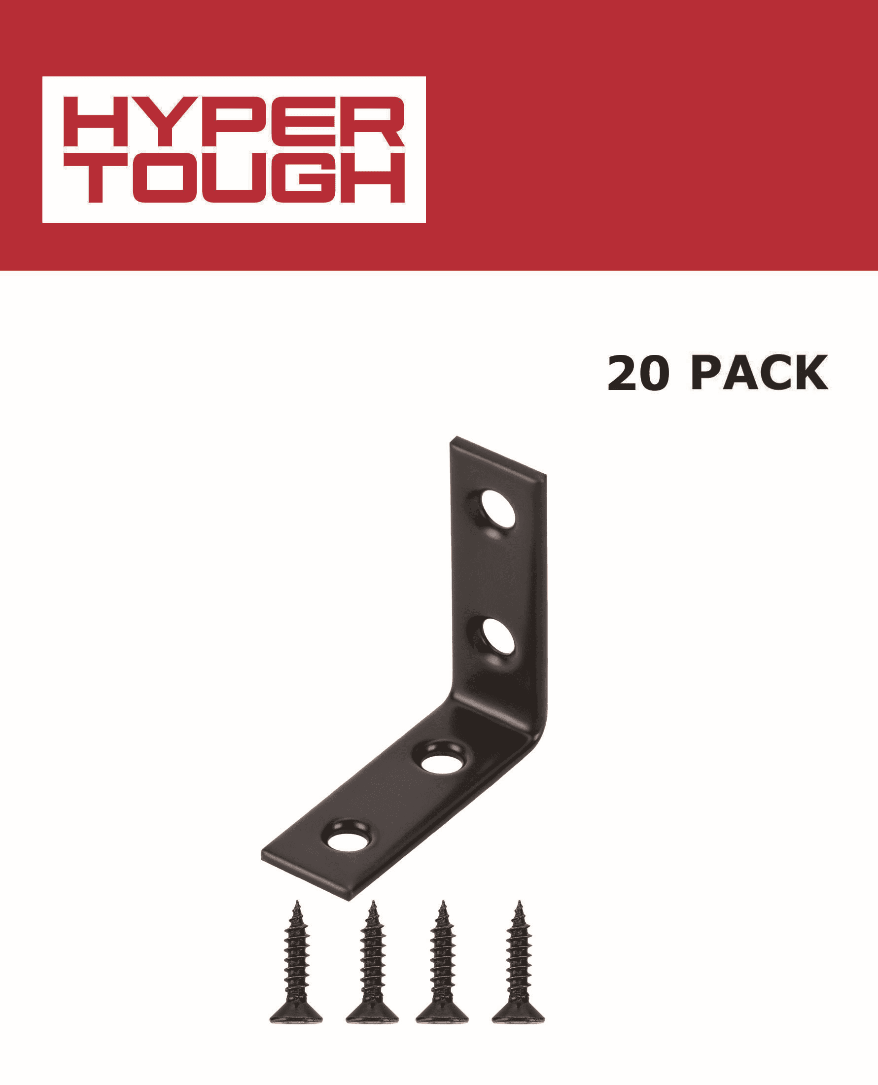 Hyper Tough 1-1/2 in. Stainless Steel Corner Brace with Screws, Black, 20 Pack