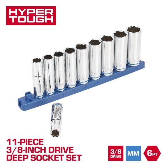 Hyper Tough 11-Piece 3/8 in Drive Deep Metric Socket Set