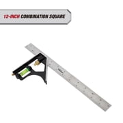Hyper Tough 12-inch Steel Combination Square with Built-in Bubble Level