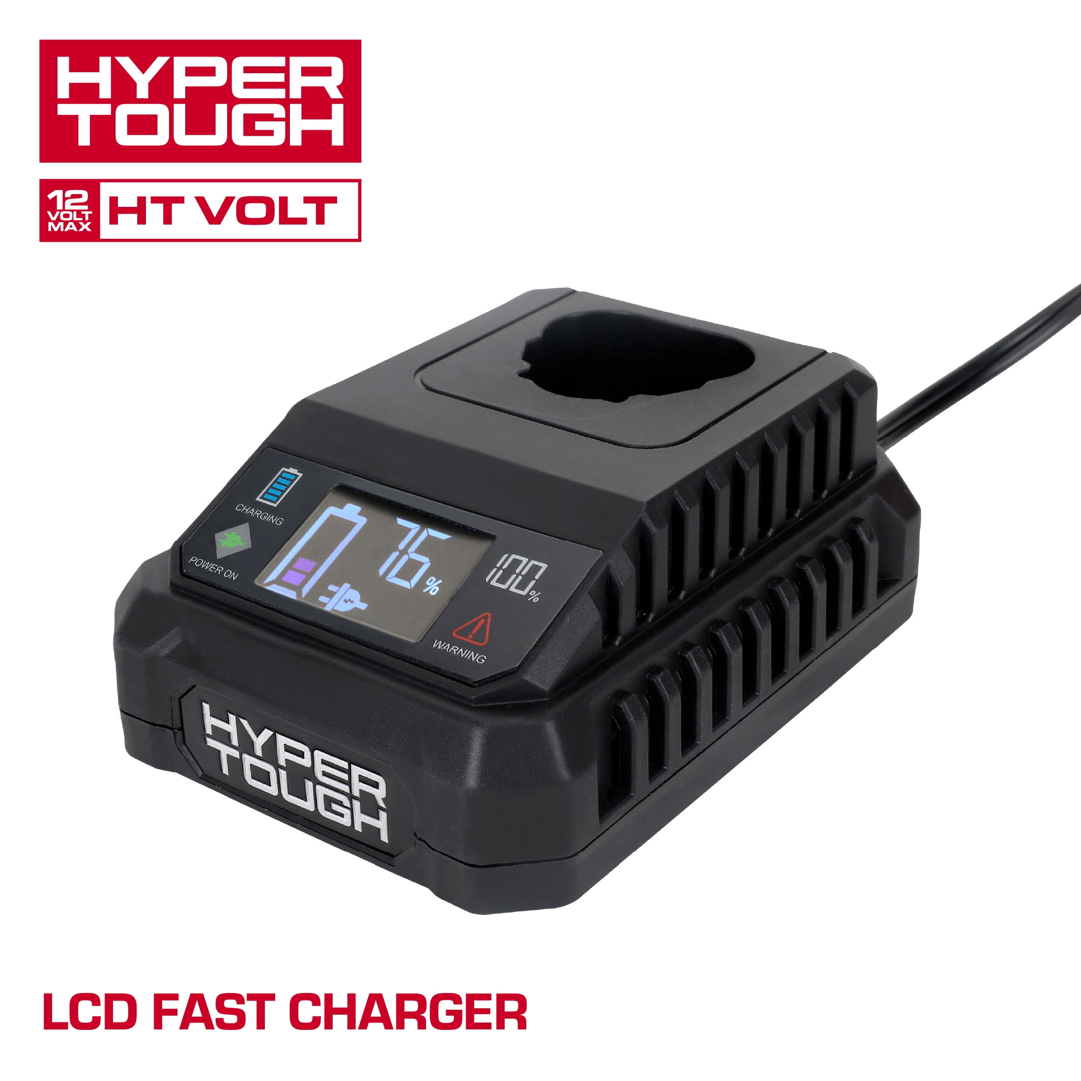 Hyper Tough 12V LCD Display Fast Charger with 2.4Ah and Charge Indicator