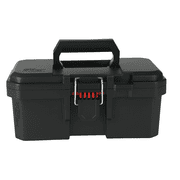 Hyper Tough 13 in Toolbox, Heavy-Duty Resin Storage with Foldable Handle and Padlock Compatibility