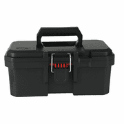 Hyper Tough 13-Inch Toolbox   Heavy-Duty Resin Storage with Padlock Compatibility & Foldable Handle