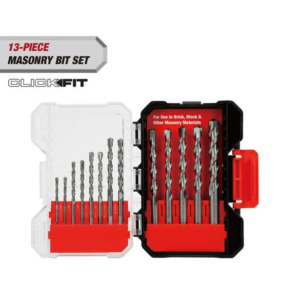 Hyper Tough 13-Piece Masonry Bit Set Click Fit Case