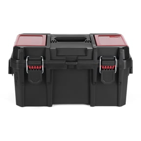 Hyper Tough 16 in Heavy-Duty Resin Toolbox with Small Parts Organizer and Reinforced Padlock Tabs