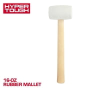 Hyper Tough 16 Ounce White Rubber Mallet with Wood Handle