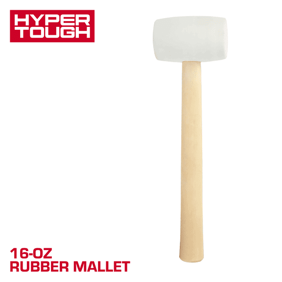 Hyper Tough 16 Ounce White Rubber Mallet with Wood Handle