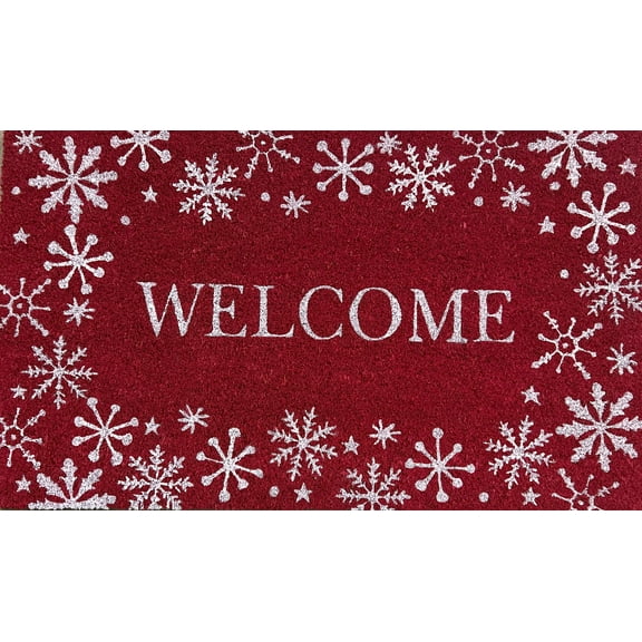 Holiday Time 18x30 Snowflake Coir Doormat